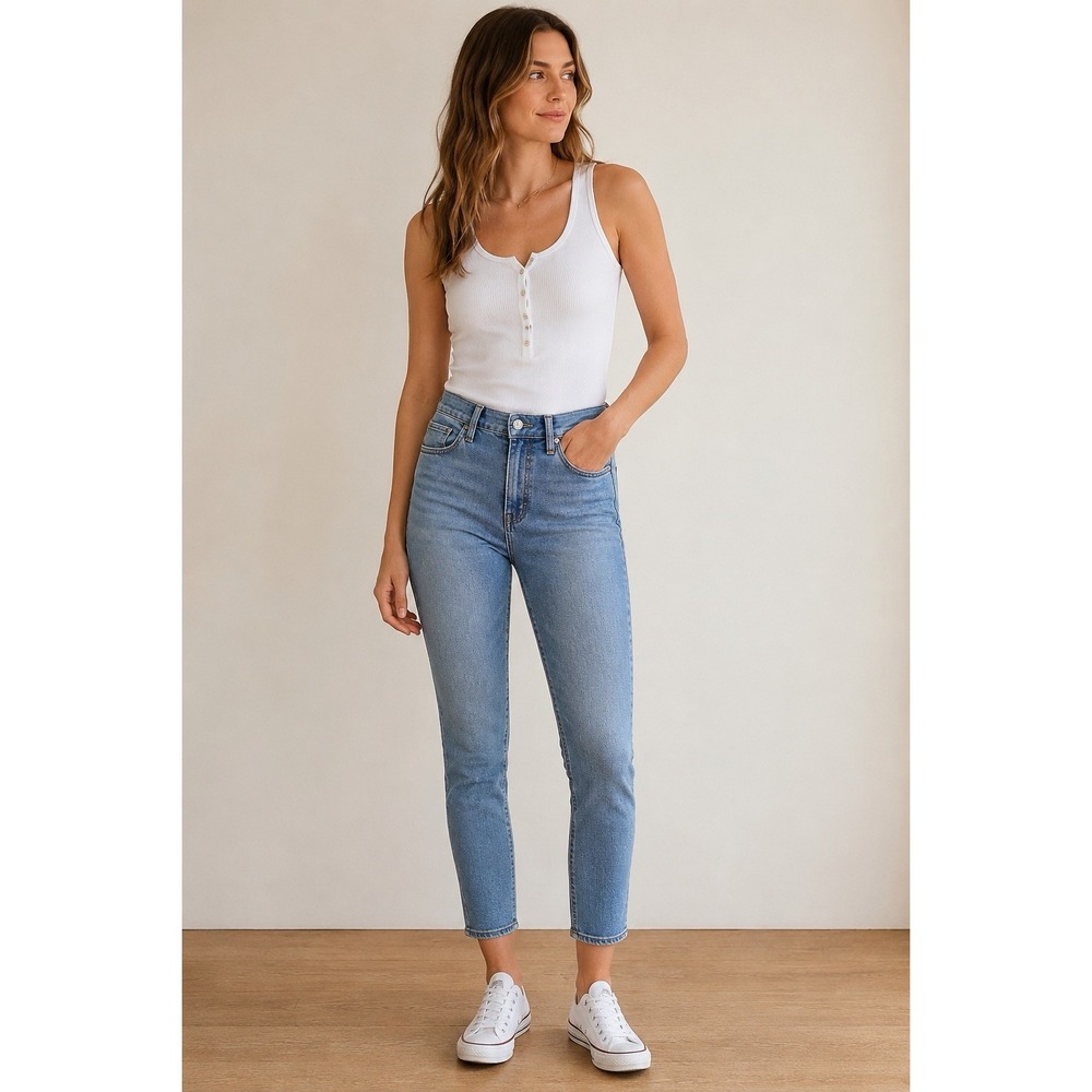 Madewell 10" High Rise Skinny Jeans Dark Wash Blue Stretch Women's Size 32